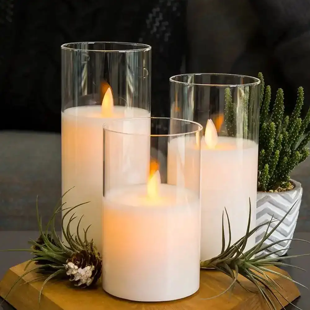 LED glass candle set (3pcs)