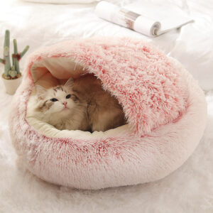 Plush round pet bed