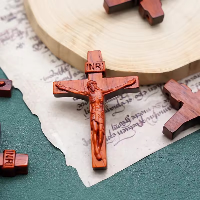 Wooden cross necklace