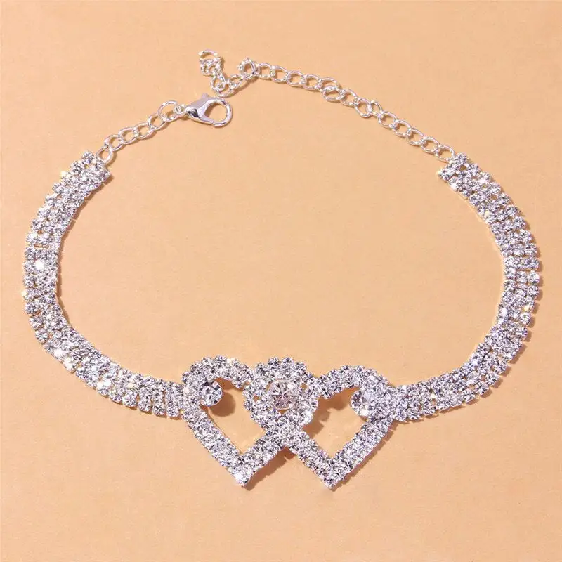 Double heart anklet