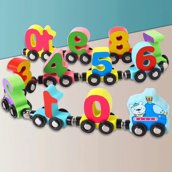 Wooden magnetic train cars