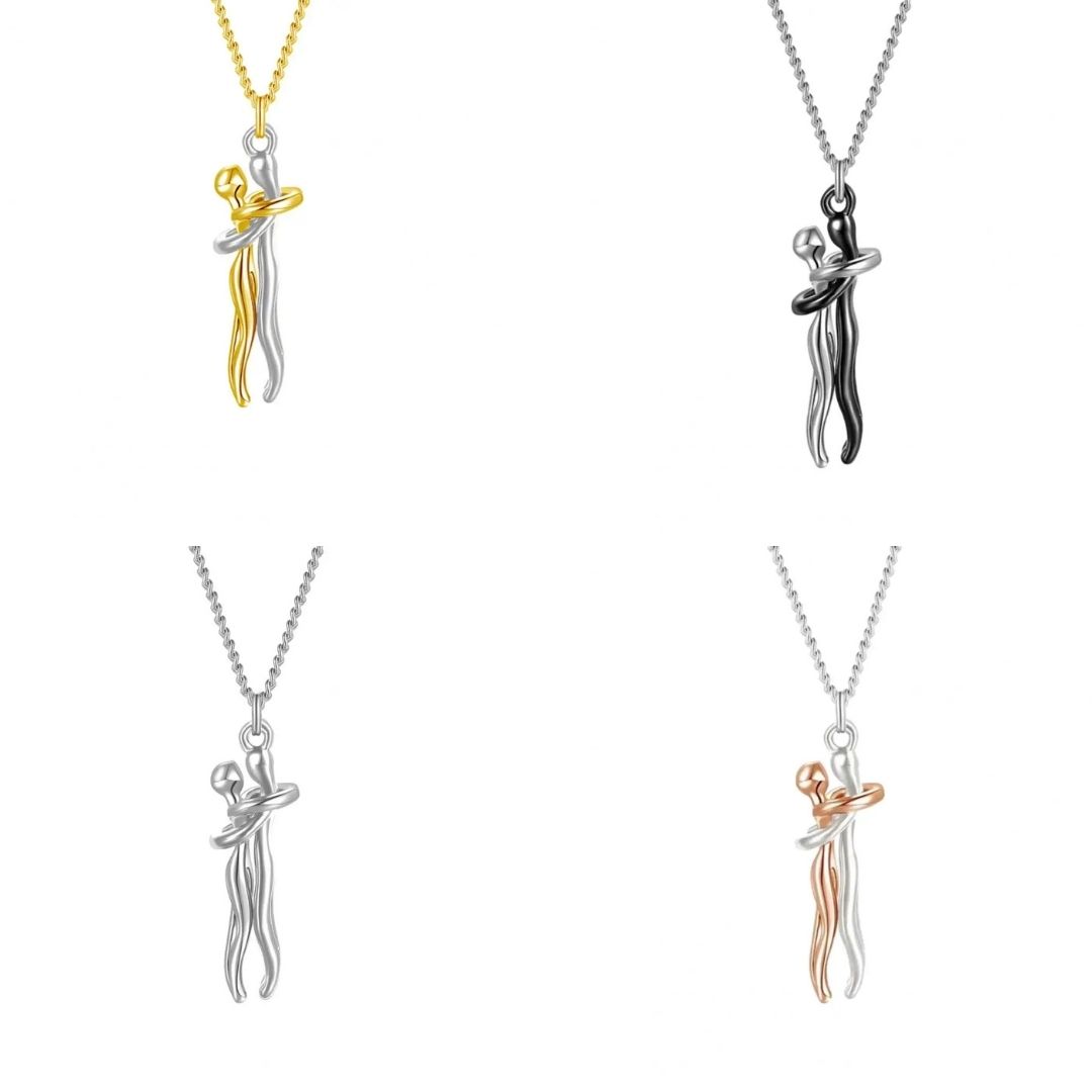 Couple hug pendant necklace (4 pcs)