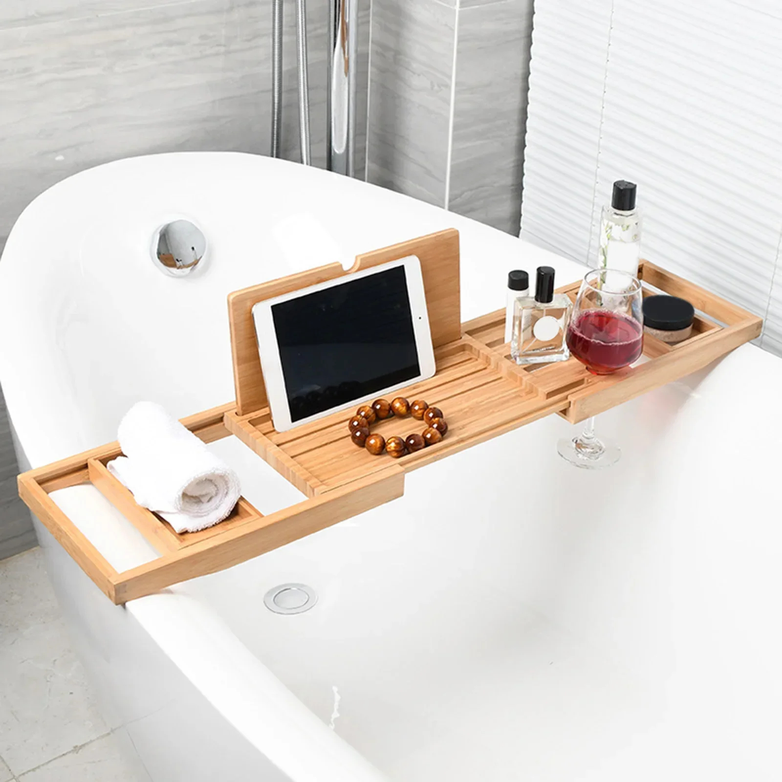 Wooden bath caddy