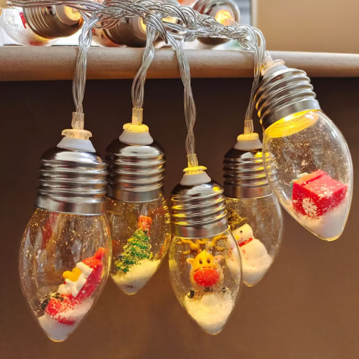 Christmas snow globe string lights