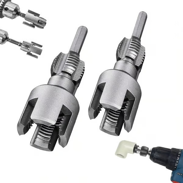 Integrated threading tool for pipes