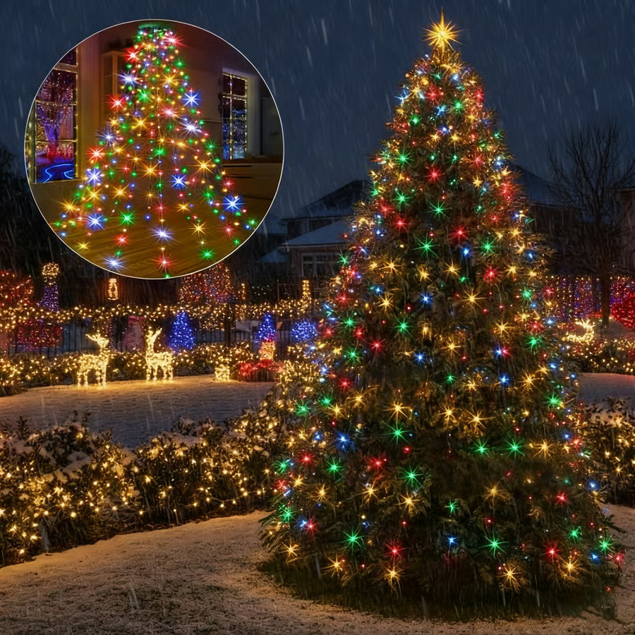 Christmas tree waterfall lights