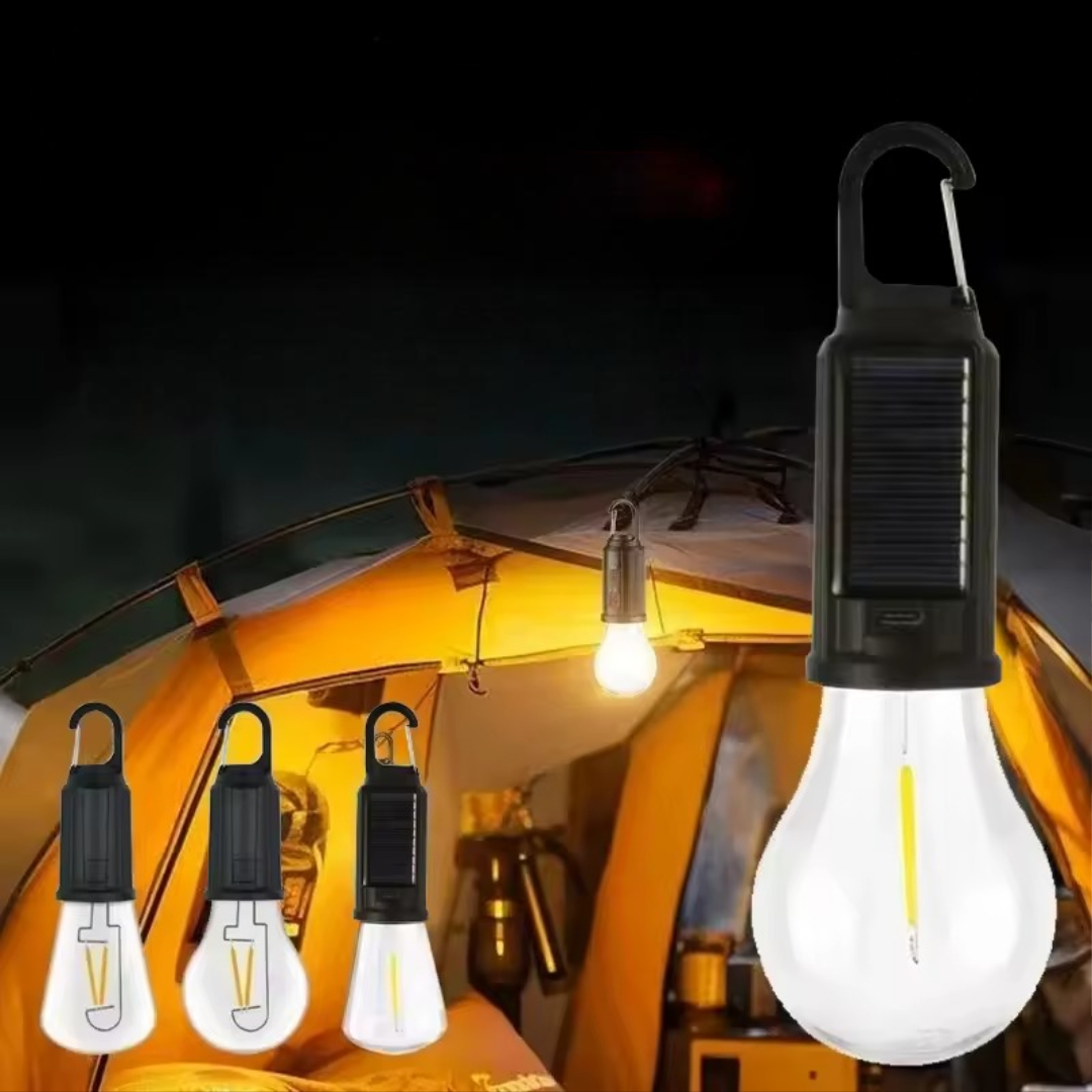 Vintage solar-rechargeable camping lamp