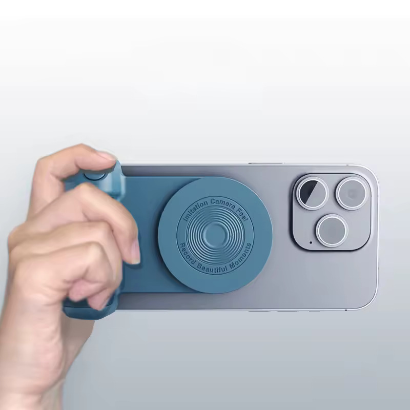 Magnetic camera grip with bluetooth stand