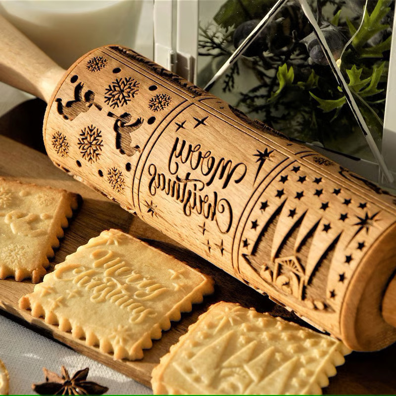 Christmas cookie rolling pin