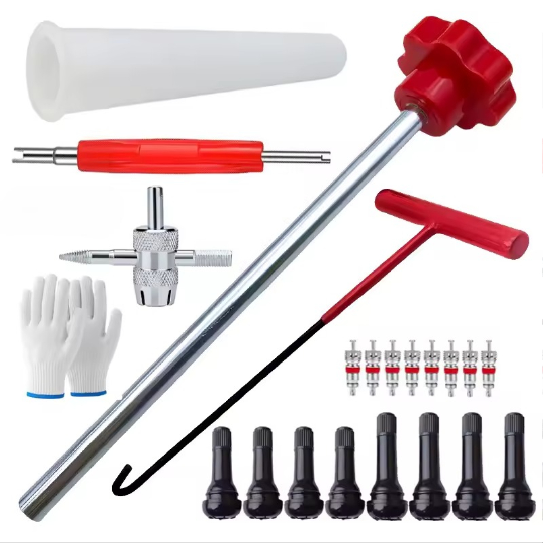 Tire valve maintenance tool set