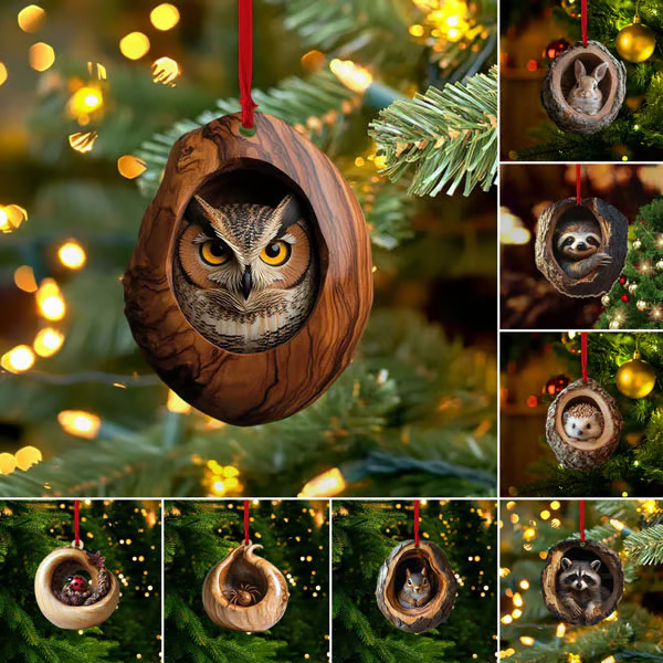 Handcrafted animal Christmas ornament (3 pcs)