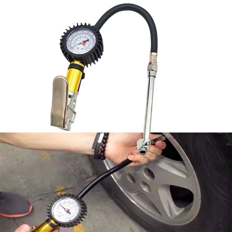 Tire inflator with pressure gauge