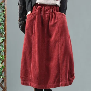Elastic waist corduroy skirt